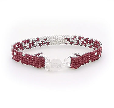 Brazalete Telar Plata Mini Difuminado Rojo